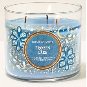 Bath & Body Works Blue and Gold Frozen Lake Candle